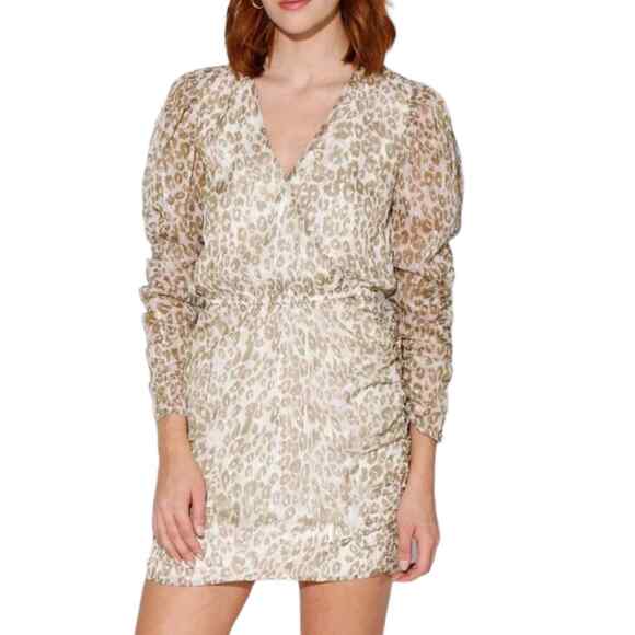 NWOT! Walter Baker Deena Dot Print Dress, Size L, Emerald Leopard, MSRP $289 - Picture 1 of 10